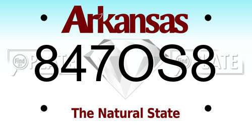 847OS8 Arkansas License Plate