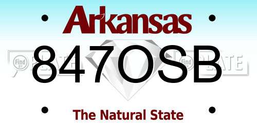 847OSB Arkansas License Plate