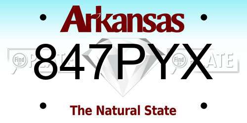 847PYX Arkansas License Plate