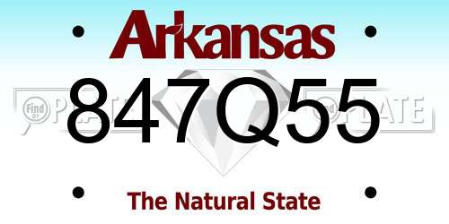 847Q55 Arkansas License Plate