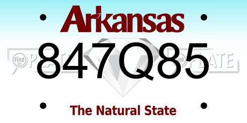 847Q85 Arkansas License Plate