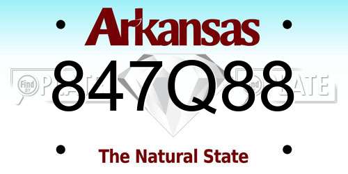 847Q88 Arkansas License Plate