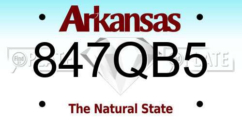 847QB5 Arkansas License Plate
