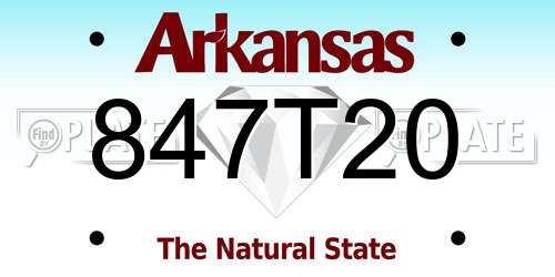 847T20 Arkansas License Plate
