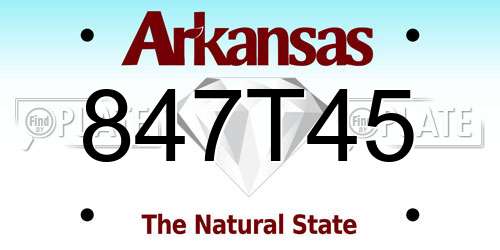 847T45 Arkansas License Plate