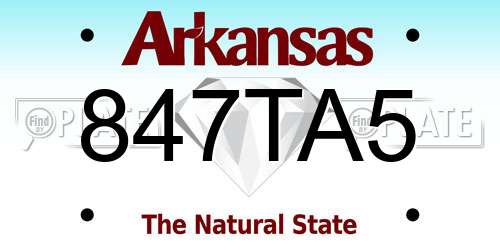847TA5 Arkansas License Plate