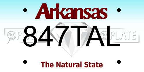 847TAL Arkansas License Plate