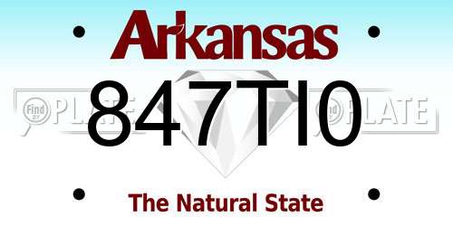 847TI0 Arkansas License Plate