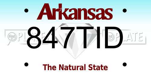 847TID Arkansas License Plate