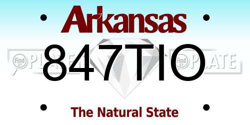 847TIO Arkansas License Plate