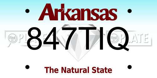 847TIQ Arkansas License Plate