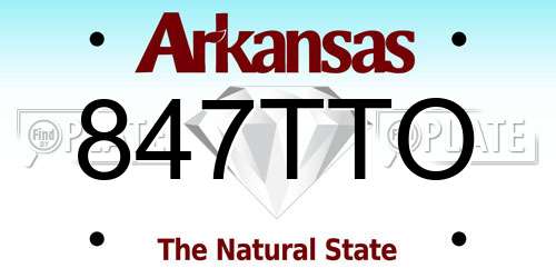 847TTO Arkansas License Plate