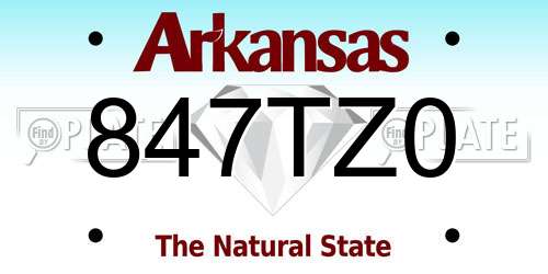 847TZ0 Arkansas License Plate
