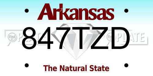 847TZD Arkansas License Plate