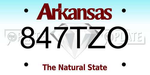 847TZO Arkansas License Plate