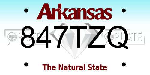 847TZQ Arkansas License Plate