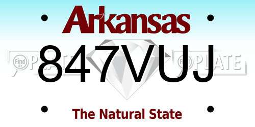 847VUJ Arkansas License Plate