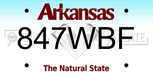 847WBF Arkansas License Plate