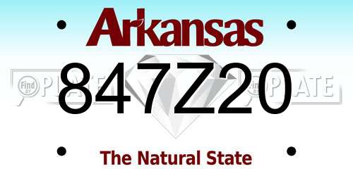 847Z20 Arkansas License Plate