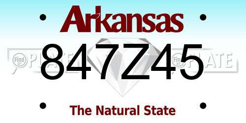 847Z45 Arkansas License Plate