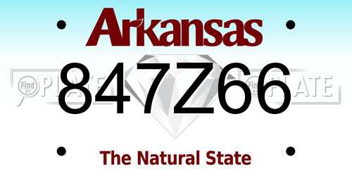 847Z66 Arkansas License Plate