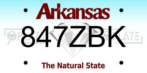 847ZBK Arkansas License Plate