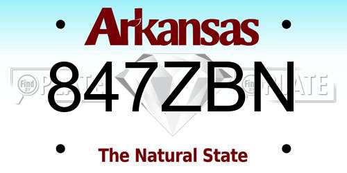 847ZBN Arkansas License Plate