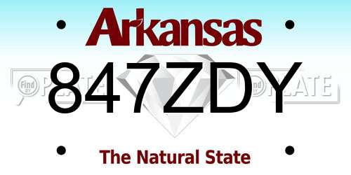 847ZDY Arkansas License Plate