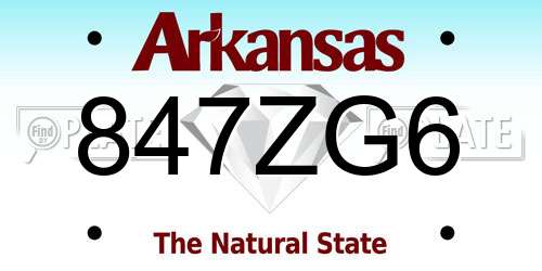 847ZG6 Arkansas License Plate