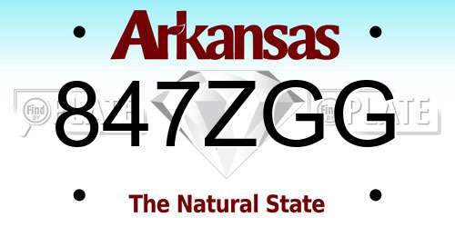 847ZGG Arkansas License Plate