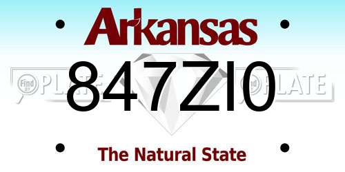 847ZI0 Arkansas License Plate