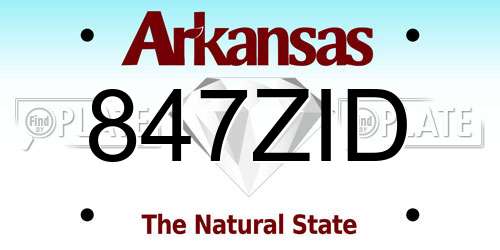 847ZID Arkansas License Plate