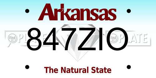 847ZIO Arkansas License Plate