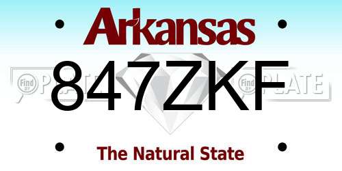 847ZKF Arkansas License Plate