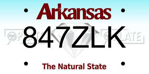 847ZLK Arkansas License Plate
