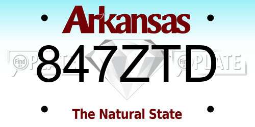 847ZTD Arkansas License Plate