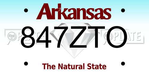 847ZTO Arkansas License Plate