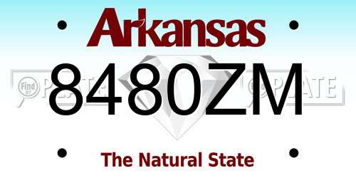 8480ZM Arkansas License Plate