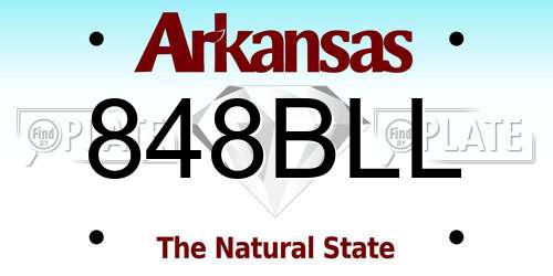 848BLL Arkansas License Plate