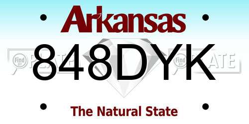 848DYK Arkansas License Plate