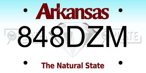 848DZM Arkansas License Plate