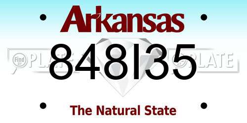 848I35 Arkansas License Plate
