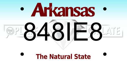 848IE8 Arkansas License Plate
