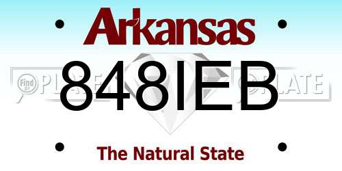 848IEB Arkansas License Plate