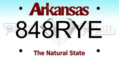 848RYE Arkansas License Plate