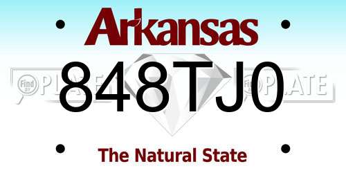 848TJ0 Arkansas License Plate