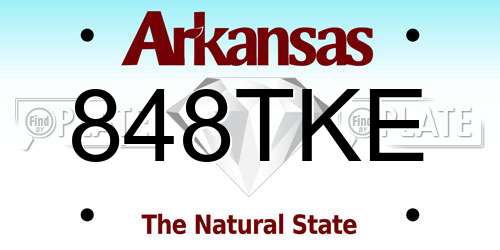 848TKE Arkansas License Plate