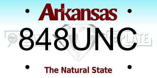 848UNC Arkansas License Plate
