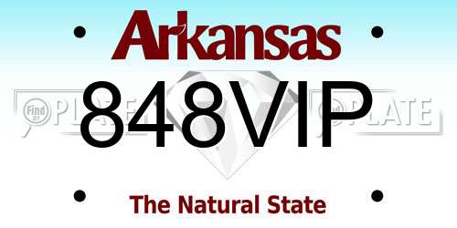 848VIP Arkansas License Plate