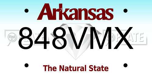 848VMX Arkansas License Plate